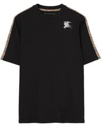 Burberry - Check Trim Jersey T-Shirt - Lyst