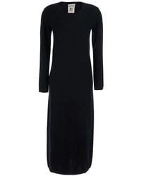 Semicouture - Brenda Fine-Knit Long-Sleeve Midi Dress - Lyst