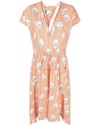 KENZO - Graphic-Floral Print Gingham Midi Dress - Lyst