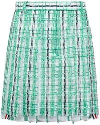 Thom Browne - Falda Plisada De Tweed A Rayas - Lyst