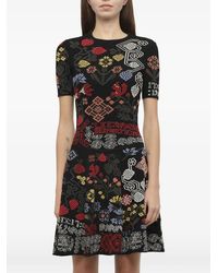 McQueen - Graphic Floral Intarsia Knitted Mini Dress - Lyst