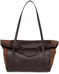 Borbonese - Medium Shopping Logo-Plaque Pebbled-Effect Tote Bag - Lyst