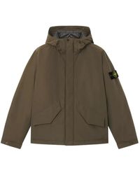 Stone Island - 4100010 Micro Twill Padded Hooded Jacket With Anti-Drop - Lyst