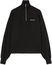 Palm Angels - Logo-embroidered Half-zip Sweatshirt - Lyst