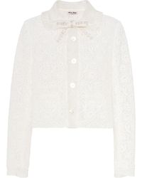 Miu Miu Jack Met Bloemenkant - Wit