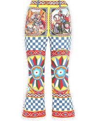 Dolce & Gabbana - Carretto-print Cropped Trousers - Lyst