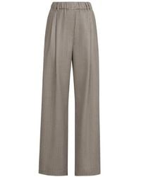 Brunello Cucinelli - Sparkling Virgin-wool Pinstripe Track Trousers With Monili - Lyst