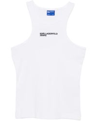 KARL LAGERFELD - Logo-Print Ribbed Tank Top - Lyst