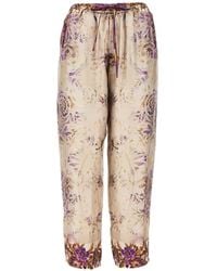 Pierre Louis Mascia - Floral-Print Silk Trousers - Lyst