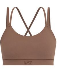 EA7 - Criss-Cross Back Twist-Detail Sport Bra - Lyst