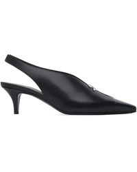 Courreges - Leather Slingbacks With Logo Plaque - Lyst