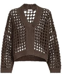 Brunello Cucinelli - Jute And Cotton Net Cardigan - Lyst