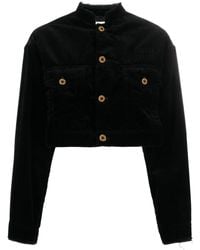 Miu Miu - Cropped-Jacke mit geprägten Knöpfen - Lyst