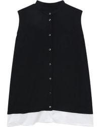 Enfold - Button-Front Sleeveless Shirt - Lyst