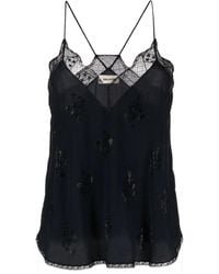 Zadig & Voltaire - Christy Rhinestone-Embellished Silk Top - Lyst