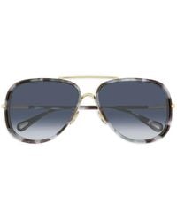 Chloé - Tortoiseshell-Effect Pilot-Frame Sunglasses - Lyst