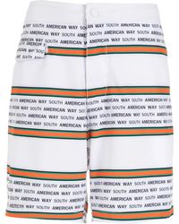 Amir Slama - Striped Slogan-Print Swim Shorts - Lyst