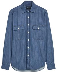 Drake's - Flap-Pockets Denim Shirt - Lyst