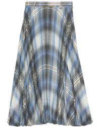 Acne Studios - Checked Pleated Wool Midi Skirt - Lyst