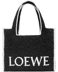 Loewe - Large Font Raffia Tote Bag - Lyst