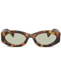 Miu Miu - Tortoiseshell-Effect Oval-Frame Sunglasses - Lyst