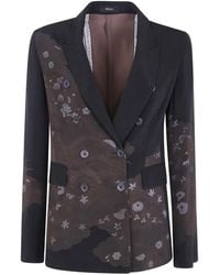 Ibrigu - Doppelreihiger Blazer Mit Blumenprint - Lyst