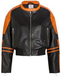 AN-Y1 - Colour-Block Leather Biker Jacket - Lyst