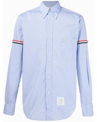 Thom Browne - Striped-detail Long-sleeved Shirt - Lyst