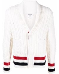 Thom Browne - Rwb-Stripe Cable-Knit Cardigan - Lyst