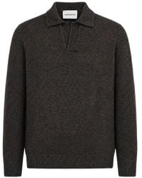 Amaranto - Marl-Knit Polo Sweater - Lyst