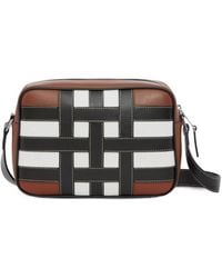 Burberry - Check-Pattern Leather Crossbody Bag - Lyst