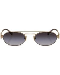 Miu Miu - Logo-Lettering Oval-Frame Sunglasses - Lyst