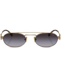 Miu Miu - Logo-Lettering Oval-Frame Sunglasses - Lyst