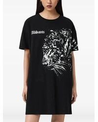 AllSaints - Leopard-Print T-Shirt Dress - Lyst