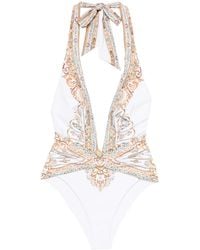 CAMILLA - Halterneck Embellished Swimsuit - Lyst