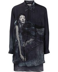 Yohji Yamamoto - Langes Hemd mit Print - Lyst