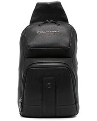 Piquadro - Logo-plaque Leather Backpack - Lyst