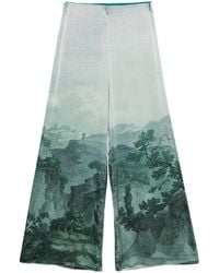 Pierre Louis Mascia - Broek Met Wijde Pijpen En Print - Lyst