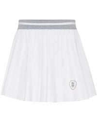 Brunello Cucinelli - Logo-Patch Pleated Skirt - Lyst