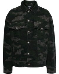 Balmain - Khaki Print Denim Jacket - Lyst