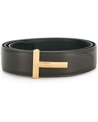 Tom Ford Cinturón con hebilla con logo - Marrón