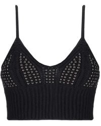 Laneus - Embellished Knitted Top - Lyst
