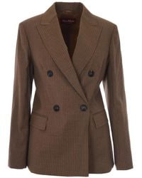 Max Mara - Pinstripe Double-Breasted Blazer - Lyst