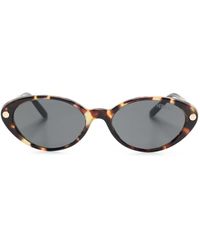 Versace - Tubular Greca Oval-frame Sunglasses - Lyst