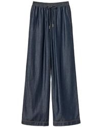 Twinset - Wide-Leg Chambray Trousers - Lyst
