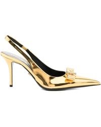 Versace - Medusa Bow Metallic Pointed Toe Slingback Pump - Lyst