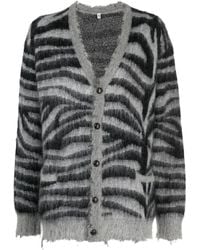 R13 - Distressed Zebra-Print Cardigan - Lyst