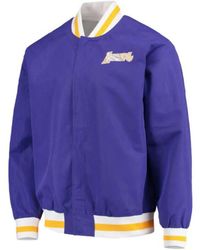 Mitchell & Ness - X Nba X Los Angeles Lakers 75Th Anniversary Ribbed Logo Bomber Jacket - Lyst