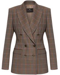Etro - Double-Breasted Checked Blazer - Lyst