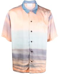 BLUE SKY INN - Sunrise-print Short-sleeve Satin Shirt - Lyst